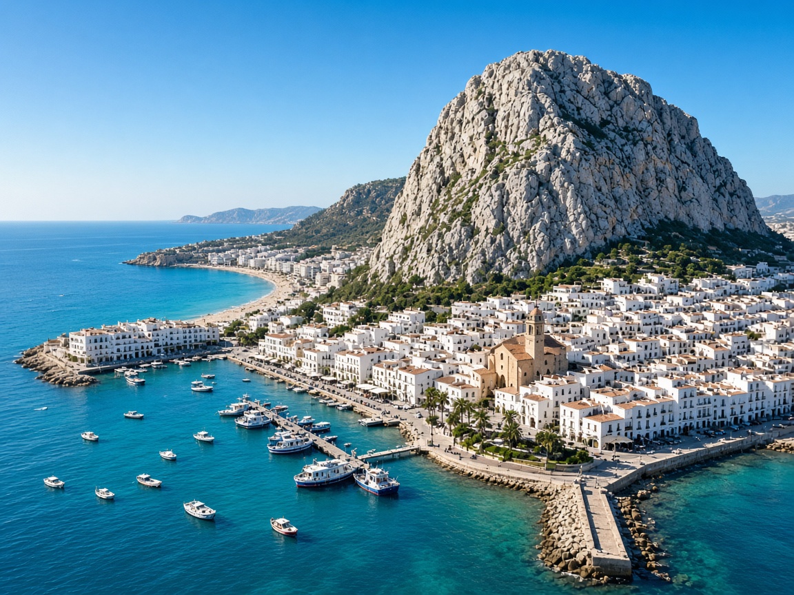 Calpe harbour and coast with the Pe&ntilde;&oacute;n